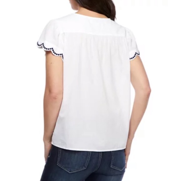 White Blouse Kim Rogers Size L Folklore Embroidered Top - Picture 9 of 13